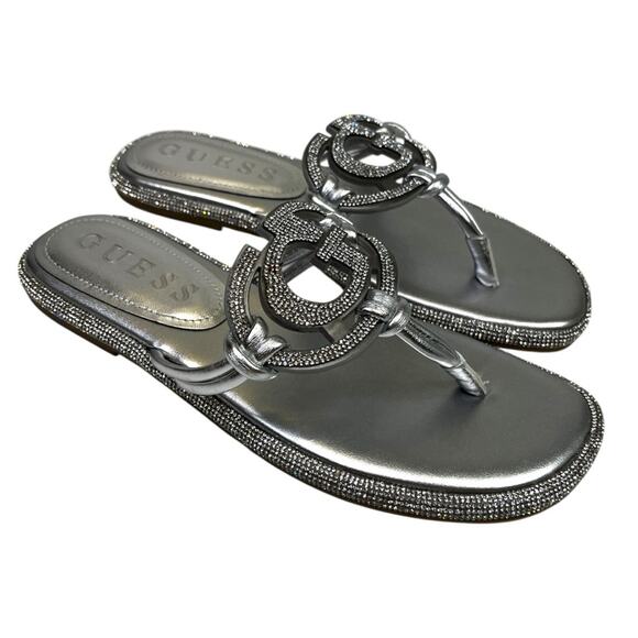 GUESS Saima G Cutout Rhinestone sandals silver metallic crystal rhinestone - 6 - Picture 2 of 12